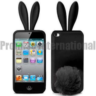 Cute Black 3D Rabbit Silicon Case for iPod Touch 4 4Gen