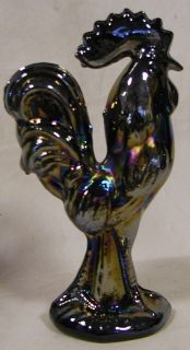 Black Amethyst Carnival Solid Glass Standing Rooster Figurine