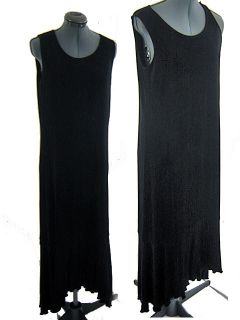 Chico`s Black Travelers Art to Wear Lagenlook Asymmetrical Hem Dress 