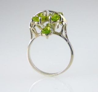 Peridot Cluster Ring 925 SS Sterling Silver 4 20 CTW