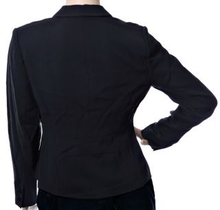 New $149 Bloomingdales Womens Double Breasted Black Tailored Jacket Sz 