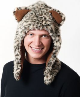Faux Fur Plush 3D Half Animal Hood Hat Ear Flaps Wolf