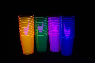 Assorted Neon Blacklight Reactive 10oz Party Cups 50ct