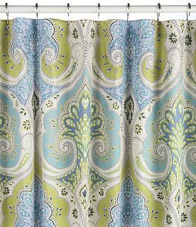 Echo Design Sardinia Fabric Shower Curtain Blue Lime Paisley