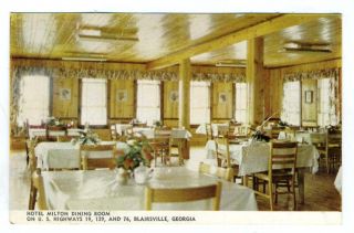 Hotel Milton Dining Room Postcard Blairsville Georgia