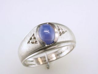 Antique Deco Blue Star Sapphire Diamond 1 3ct Mens Ring
