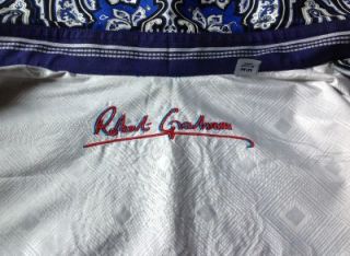 Robert Graham The Casey Sz M Blue Embroidered Swirls Shirt $248 
