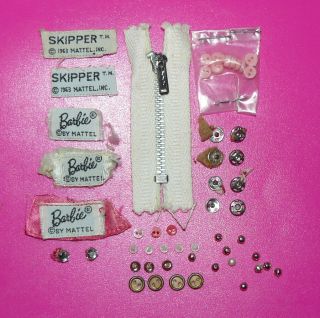 Vintage Barbie Skipper Sewing Clothing Repair Lot Buttons Labels Snaps 