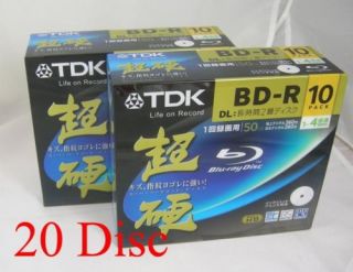 20 TDK Bluray BD R DL Blu Ray Disc 50GB 4X Blank Media