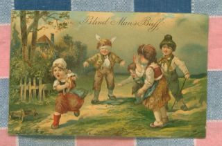 Old Postcard 1908 Children Playing Blind Mans Bluff