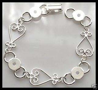 Unique Heart Silver Plated Link Bracelet Blank Form
