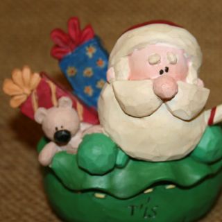   in His Sack of Presents Christmas Resin Figurine Blossom Bucket