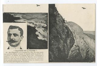 Airplane Bleriot English Channel La Manche Original c1910s Postcard 