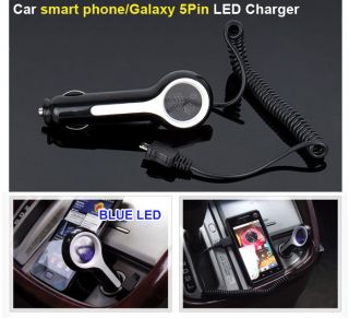 Car Accessories New Car Smart Phone Galaxy 5pin Blue LED Charger High 