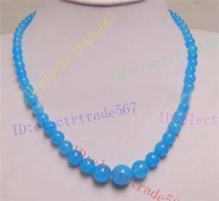 Beautiful 6 14mm Blue Chalcedony Jewelry Necklace 18