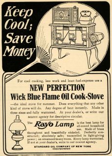 1907 Ad Rayo Lamp Wick Blue Flame Oil Cook Stove Socony   ORIGINAL 