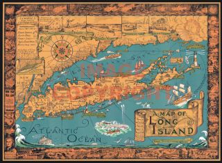 Long Island Blue and Gold Map The Original