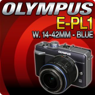 Olympus Pen E PL1 Blue SLR Camera 14 42 Lens New 050332173255