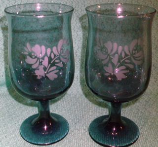 Pfaltzgraff Yorktowne USA Blue Water Wine Glasses
