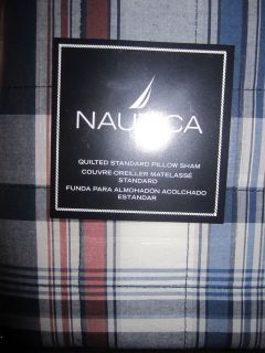 Nautica Blue Lake Quilted Standard Pillow Sham Navy Blue Grey New RARE 