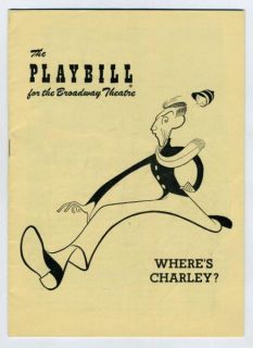 playbill where s charley ray bolger 1951