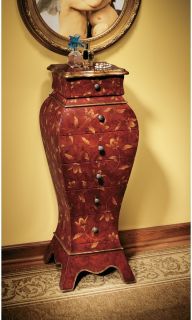   Chinoiserie Style Asian Accented Slender Wood Bombe Chest