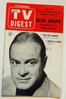 RARE 1953 TV Guide Digest BOB HOPE Martin Lewis Our Miss Brooks PTSBG