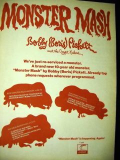 Bobby Boris Pickett 1973 Promo Poster Ad Monster Mash