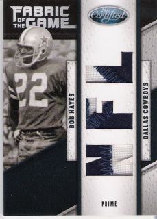 2011 PANINI CERTIFIED BOB HAYES GAME WORN 2 COLOR JERSEY #25