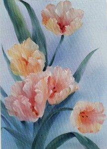 Bob Ross How to Packet Peachy Tulips Directions with Graphite Paper 