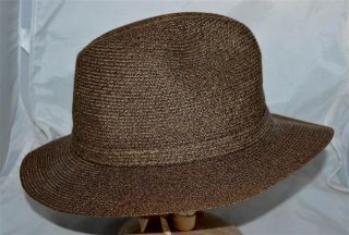 Borsalino Italy Light Brown Panama Tightly Woven Straw Hat Sz 7 5 Mint 