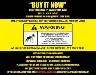 Boston Terrier Dog Decal Dog Sticker Warning Decal Funny Boston 
