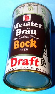 Meister Brau Bock Flat Top Beer Can by Peter Hand 1967 Chicago Nice 