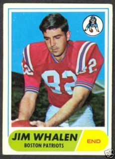 1968 Topps Football 20 Jim Whalen Boston Patriots Card