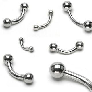   STAINLESS STEEL Basic CURVES BENT BARBELL RING Body Piercing Jewelry