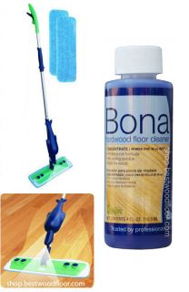 Refillable Spray Mop Kit with Bona Hardwood Floor Cleaner Concentrate 