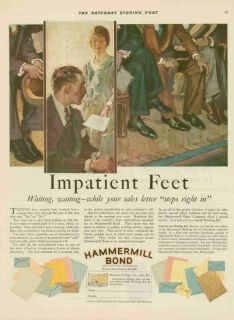 1929 hammermill bond paper impatient feet vintage ad
