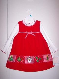 Girls Bonnie Baby Red Holiday Christmas Dress 24M