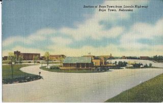 Boys Town Lincoln Hwy Postcard Nebraska 1953 Linen