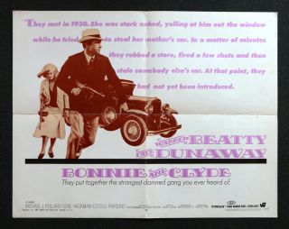Bonnie and Clyde Half SH Orig Movie Poster 1967