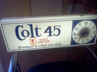 VINTAGE COLT 45 MALT LIQUOR LIGHTED BEER SIGN/CLOCK!!HOW COOL IS THIS 