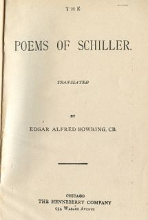 POEMS Of FRIEDRICH Von SCHILLER Hymn To Joy LEATHER 1880s ED