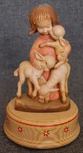   Carved The Good Shepherd Music Box Plays Brahms Lullaby