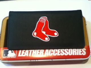 Boston Red Sox Checkbook Cover Embroidered Leather New