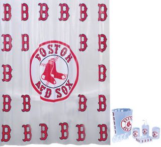 Boston Red Sox 7pc Frosty Bathroom Shower Curtain Set