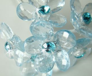 12 Blue Crystal Flower Wedding Bouquet Jewelry Jewels
