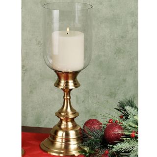 Brass Finish Footed Hurricane Candleholder Candle Holder Candlestick 
