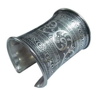 Silver Tone Brass Adjustable Cuff Brass Bracelet Fashion Indian 