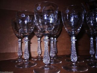 11 Libbey Rock Sharpe Brenton Stems Wine Goblets Cut Glass Optic Set 