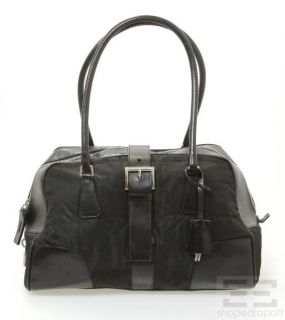 Prada Black Tessuto Nylon Leather Bowler Shoulder Bag